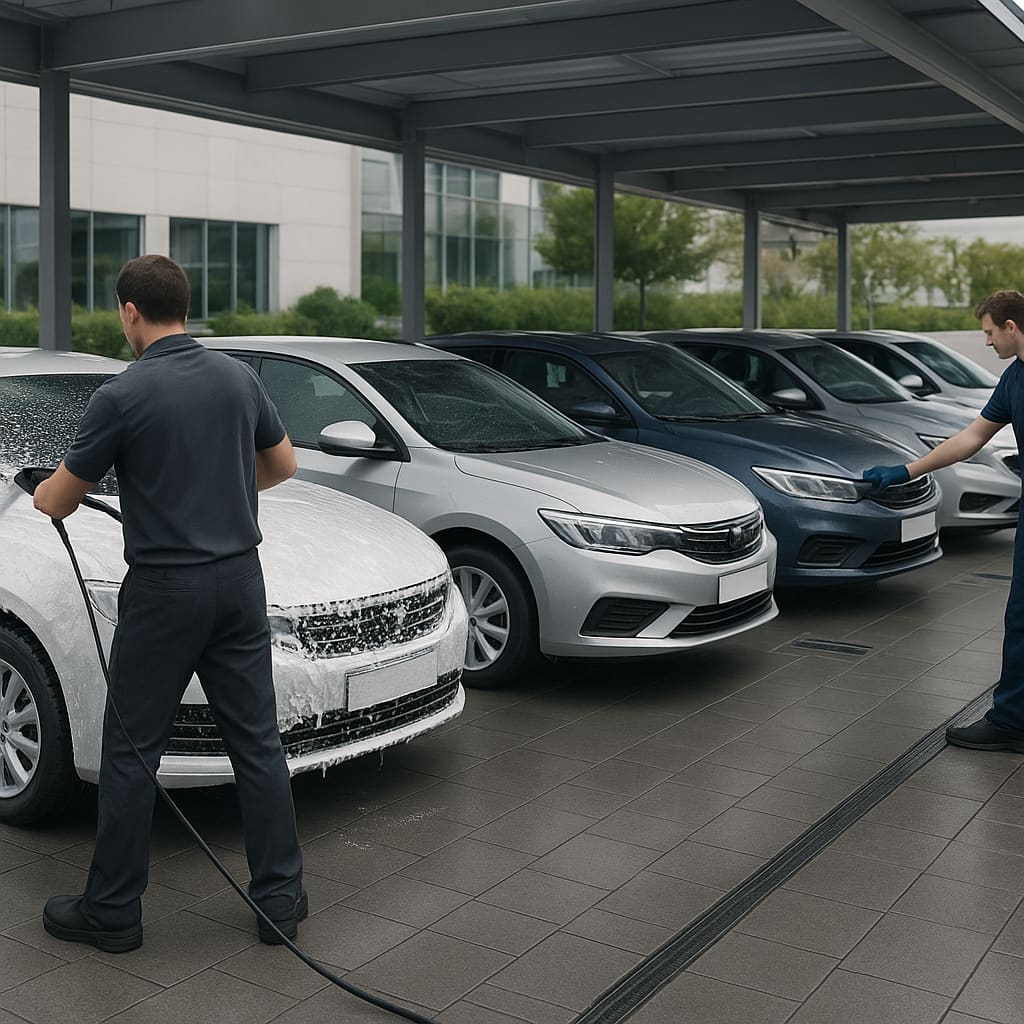 Professionell gereinigte Firmenfahrzeuge